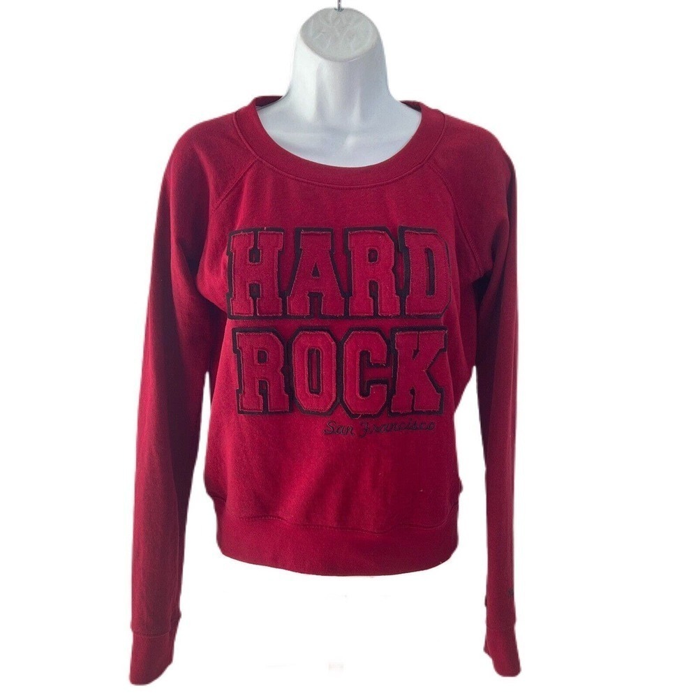 Hard Rock Cafe San Francisco Sweatshirt Love All Serve All Maroon Women's Sz S